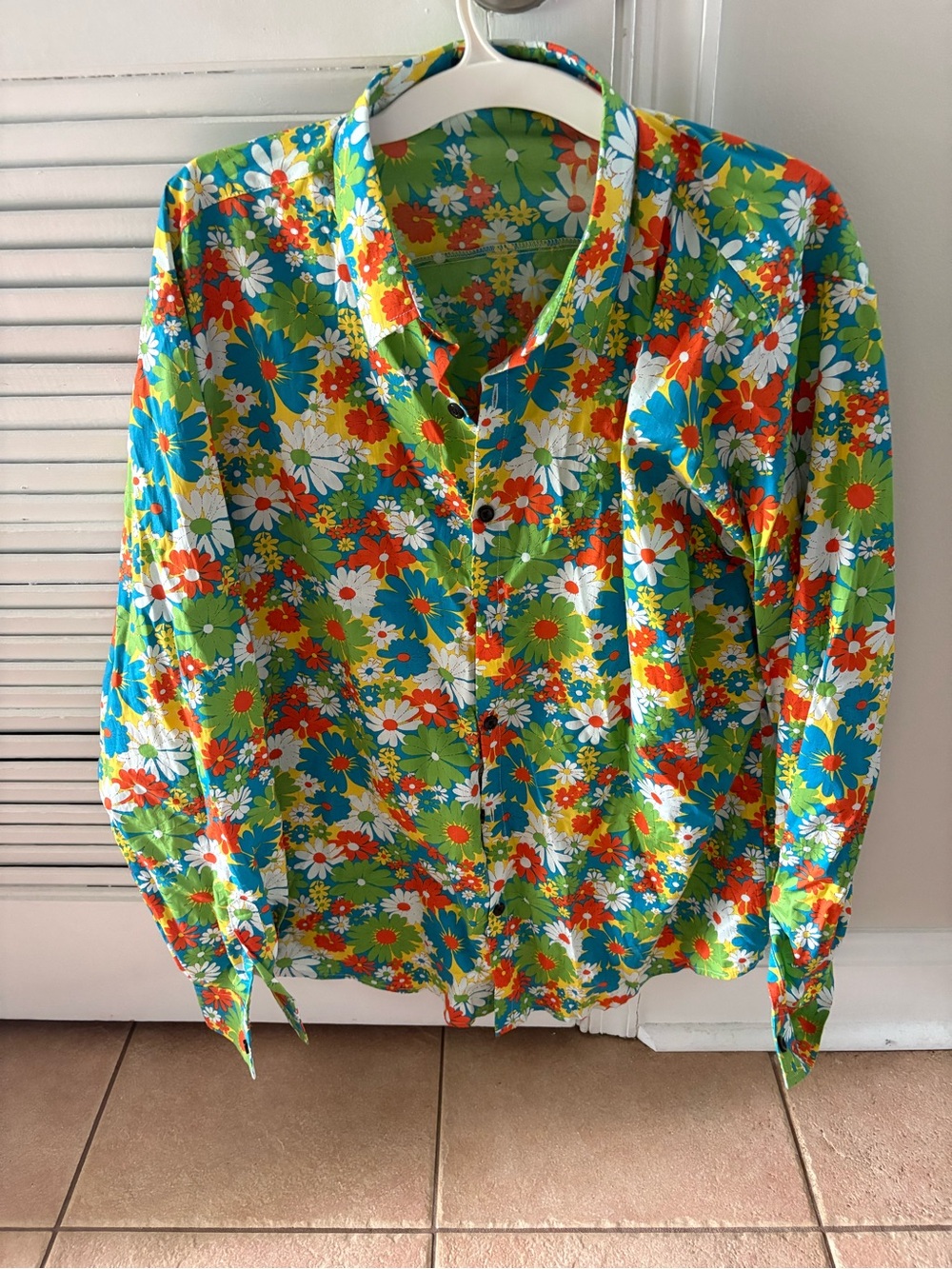 Jogal Men's Flower Printed Dress Casual Shirt Button Down Hippie Core XL